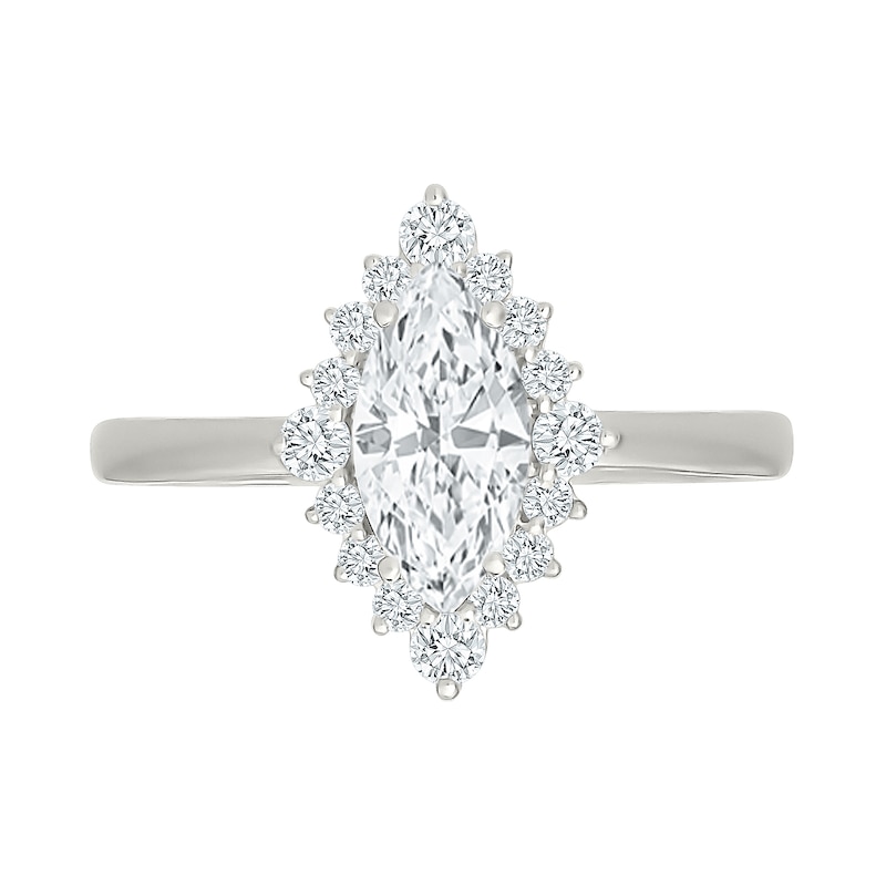 1.45 CT. T.W. Marquise-Cut Certified Lab-Grown Diamond Starburst Frame Engagement Ring 10K White Gold (F/VS2)