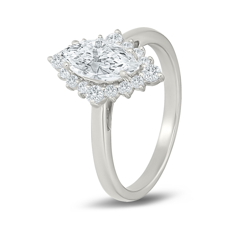 1.45 CT. T.W. Marquise-Cut Certified Lab-Grown Diamond Starburst Frame Engagement Ring 10K White Gold (F/VS2)