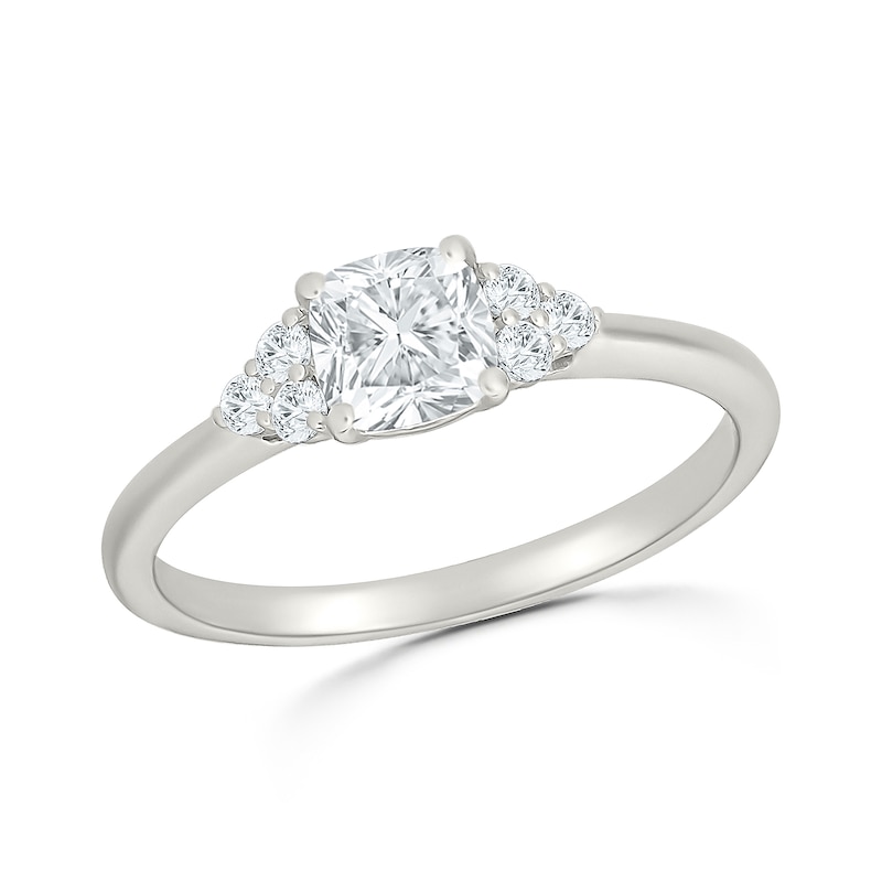 0.95 CT. T.W. Cushion-Cut Certified Lab-Grown Diamond Bridal Set 10K White Gold (F/VS2)