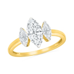1.45 CT. T.W. Marquise-Cut Certified Lab-Grown Diamond Three-Stone Ring in 10K Gold (F/VS2)