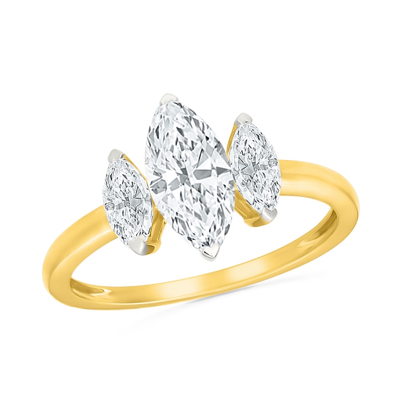 1.45 CT. T.W. Marquise-Cut Certified Lab-Grown Diamond Three-Stone Ring 10K Gold (F/VS2)