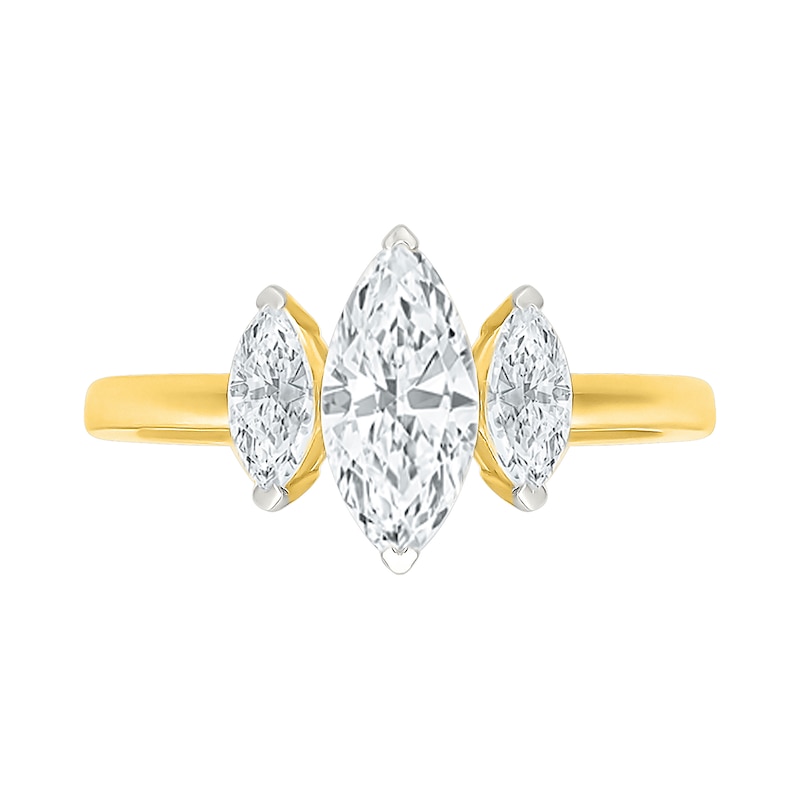 1.45 CT. T.W. Marquise-Cut Certified Lab-Grown Diamond Three-Stone Ring 10K Gold (F/VS2)