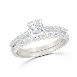 1.45 CT. T.W. Cushion-Cut Certified Lab-Grown Diamond Bridal Set in 10K White Gold (F/VS2)