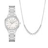 Thumbnail Image 1 of Ladies' Bulova Crystal Stainless Steel Watch with Mother-of-Pearl Dial and Necklace Set (Model: 96X167)