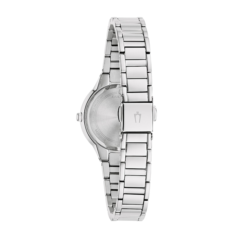 Main Image 5 of Ladies' Bulova Crystal Stainless Steel Watch with Mother-of-Pearl Dial and Necklace Set (Model: 96X167)