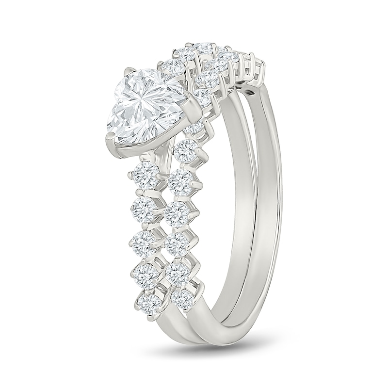1.45 CT. T.W. Heart-Shaped Certified Lab-Grown Diamond Bridal Set 10K White Gold (F/VS2)