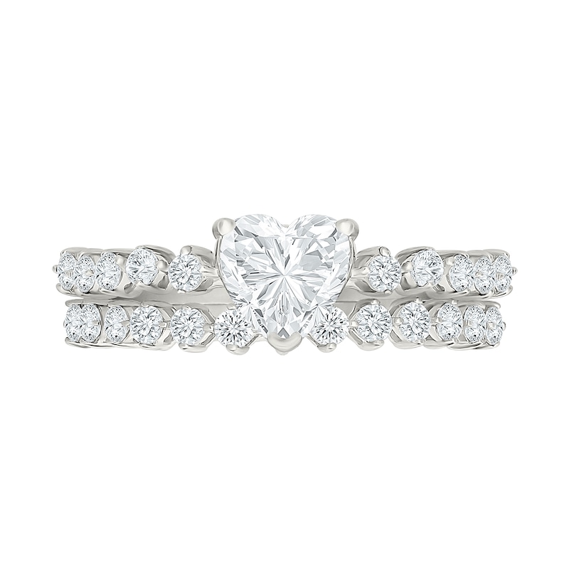1.45 CT. T.W. Heart-Shaped Certified Lab-Grown Diamond Bridal Set 10K White Gold (F/VS2)