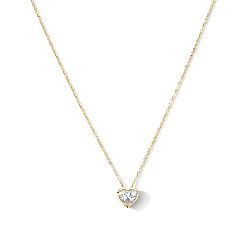 1.00 CT. T.W. Heart-Shaped Certified Lab-Grown Diamond Solitaire Necklace in Sterling Silver with 10K Gold Plate (F/SI2)