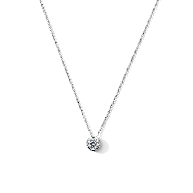 Main Image 1 of 0.50 CT. T.W. Certified Lab-Grown Diamond Bezel-Set Solitaire Necklace in Sterling Silver (F/SI2)
