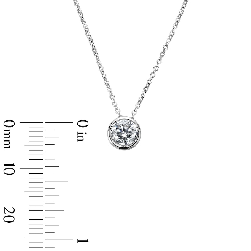 Main Image 2 of 0.50 CT. T.W. Certified Lab-Grown Diamond Bezel-Set Solitaire Necklace in Sterling Silver (F/SI2)