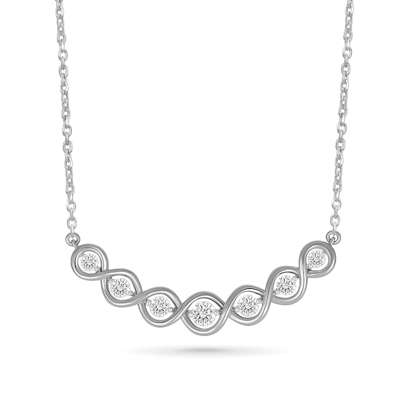 0.45 CT. T.W. Lab-Grown Diamond Twist Curved Bar Necklace in Sterling Silver (I/SI2) - 18"