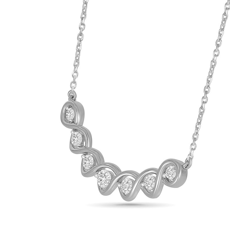 0.45 CT. T.W. Lab-Grown Diamond Twist Curved Bar Necklace in Sterling Silver (I/SI2) - 18"