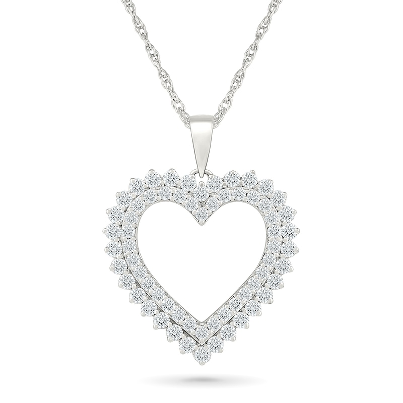 0.95 CT. T.W. Lab-Grown Diamond Scalloped Heart Outline Necklace in 10K White Gold (I/SI2) - 18"