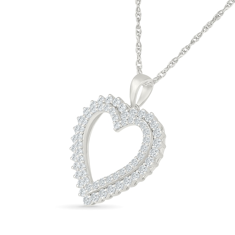 0.95 CT. T.W. Lab-Grown Diamond Scalloped Heart Outline Necklace in 10K White Gold (I/SI2) - 18"