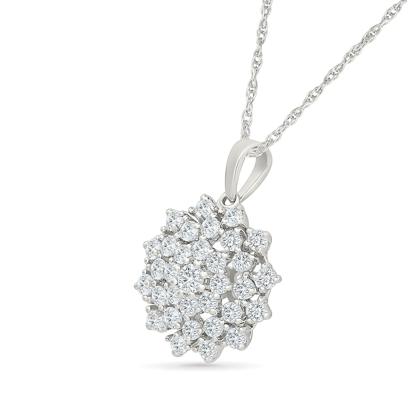 0.95 CT. T.W. Lab-Grown Diamond Starburst Flower Necklace in 10K White Gold (I/SI2) - 18"
