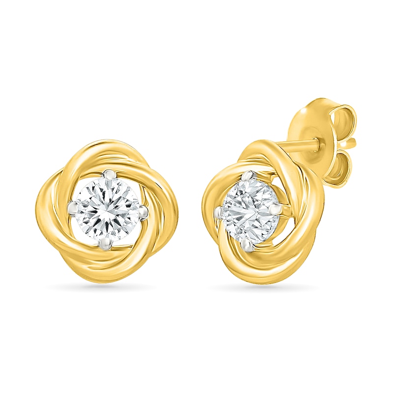 0.29 CT. T.W. Lab-Grown Diamond Knot Stud Earrings in Sterling Silver with 10K Yellow Gold Plate (I/SI2)