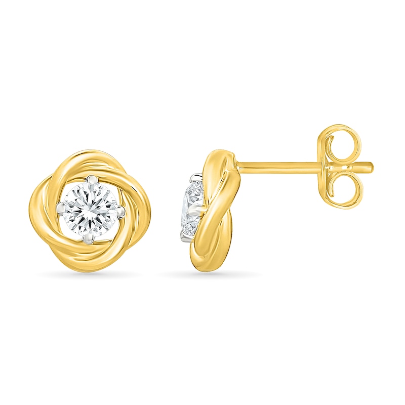 0.29 CT. T.W. Lab-Grown Diamond Knot Stud Earrings in Sterling Silver with 10K Yellow Gold Plate (I/SI2)