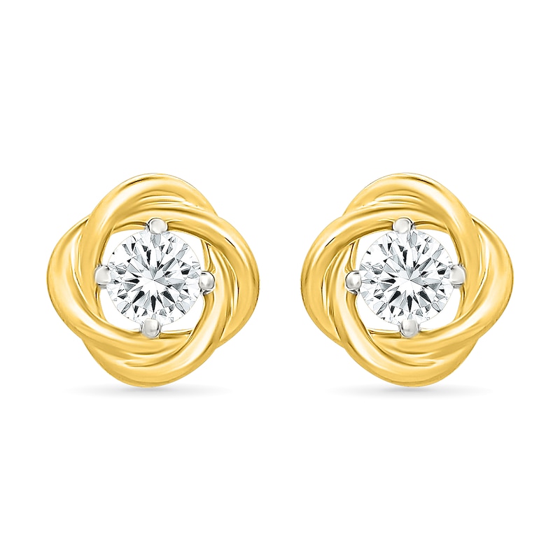 0.29 CT. T.W. Lab-Grown Diamond Knot Stud Earrings in Sterling Silver with 10K Yellow Gold Plate (I/SI2)