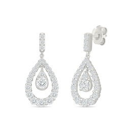 1.23 CT. T.W. Lab-Grown Diamond Scalloped Teardrop Dangle Earrings in 10K White Gold (I/SI2)