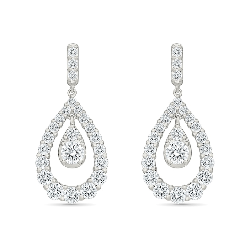 1.23 CT. T.W. Lab-Grown Diamond Scalloped Teardrop Dangle Earrings in 10K White Gold (I/SI2)