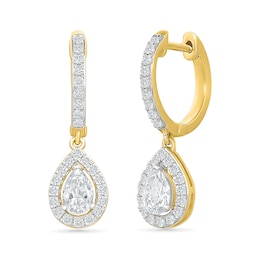 0.95 CT. T.W. Pear-Shaped Lab-Grown Diamond Hoop Drop Earrings in 10K Gold (I/SI2)
