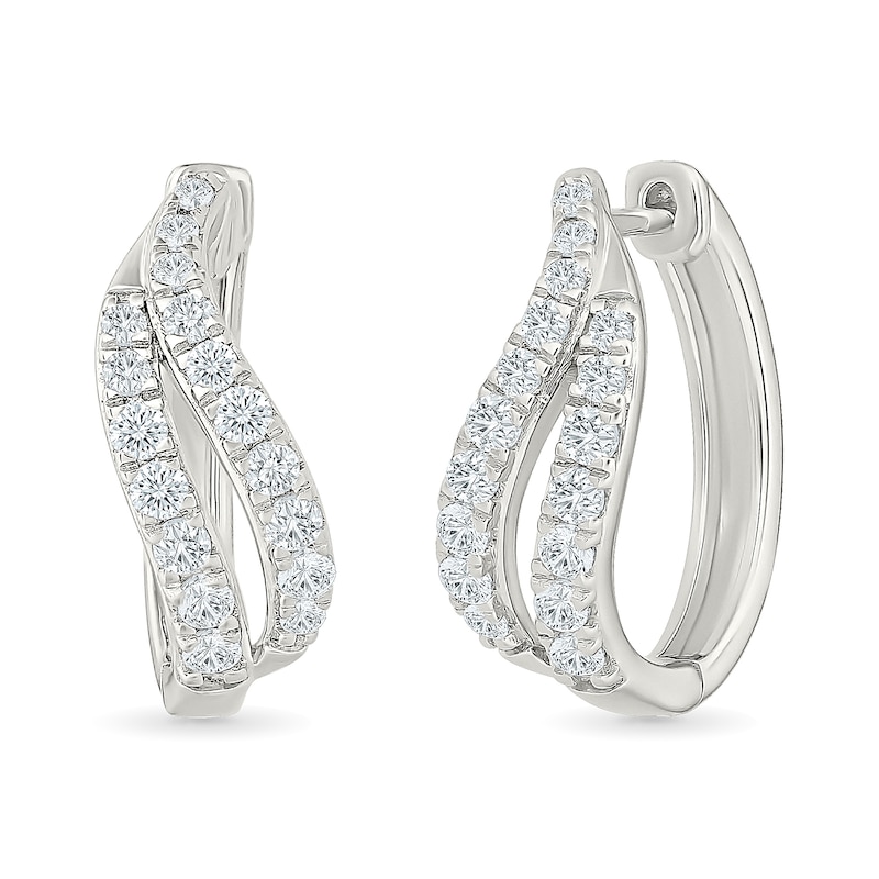 0.69 CT. T.W. Lab-Grown Diamond Double Row Swirl Hoop Earrings in Sterling Silver (I/SI2) 19.5mm