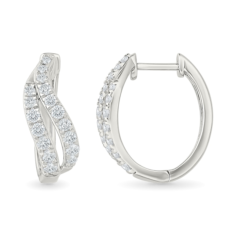 0.69 CT. T.W. Lab-Grown Diamond Double Row Swirl Hoop Earrings in Sterling Silver (I/SI2) 19.5mm