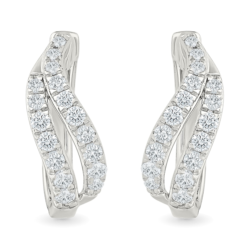 0.69 CT. T.W. Lab-Grown Diamond Double Row Swirl Hoop Earrings in Sterling Silver (I/SI2) 19.5mm