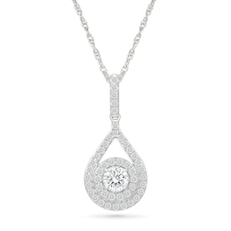 0.69 CT. T.W. Lab-Grown Diamond Double Frame Teardrop Necklace in Sterling Silver (I/SI2) - 18"