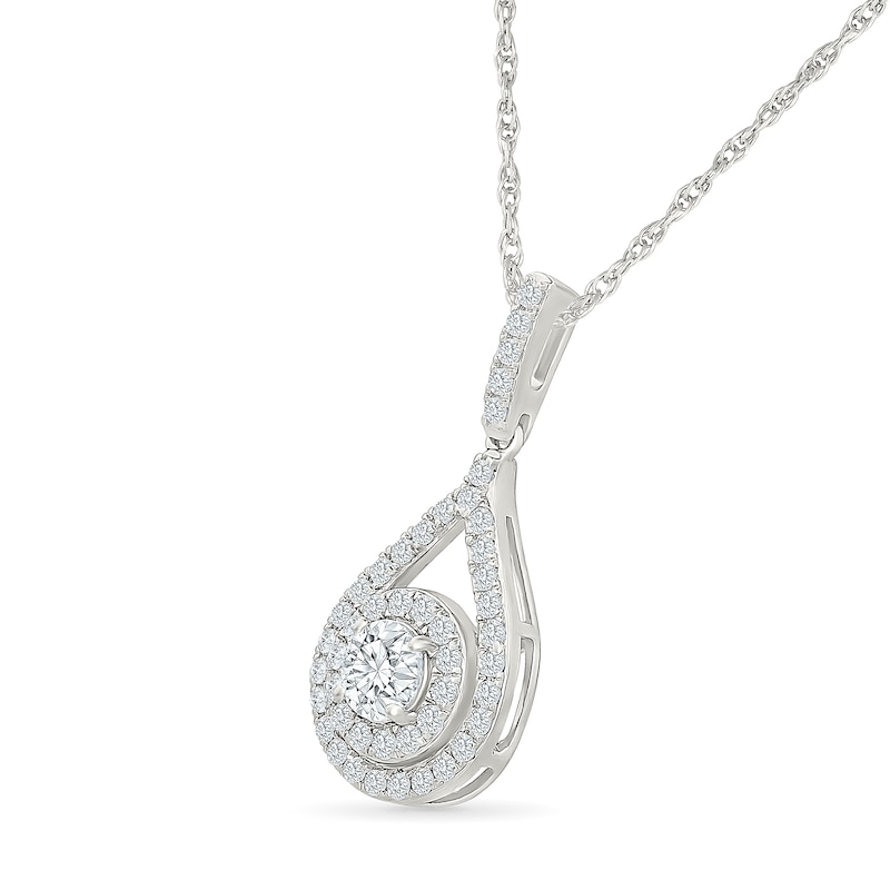 0.69 CT. T.W. Lab-Grown Diamond Double Frame Teardrop Necklace in Sterling Silver (I/SI2) - 18"