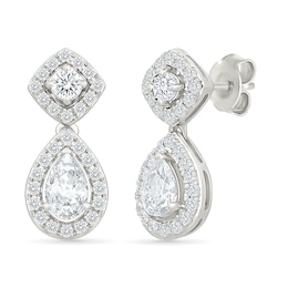 0.95 CT. T.W. Pear-Shaped Lab-Grown Diamond Drop Earrings in 10K White Gold (I/SI2)