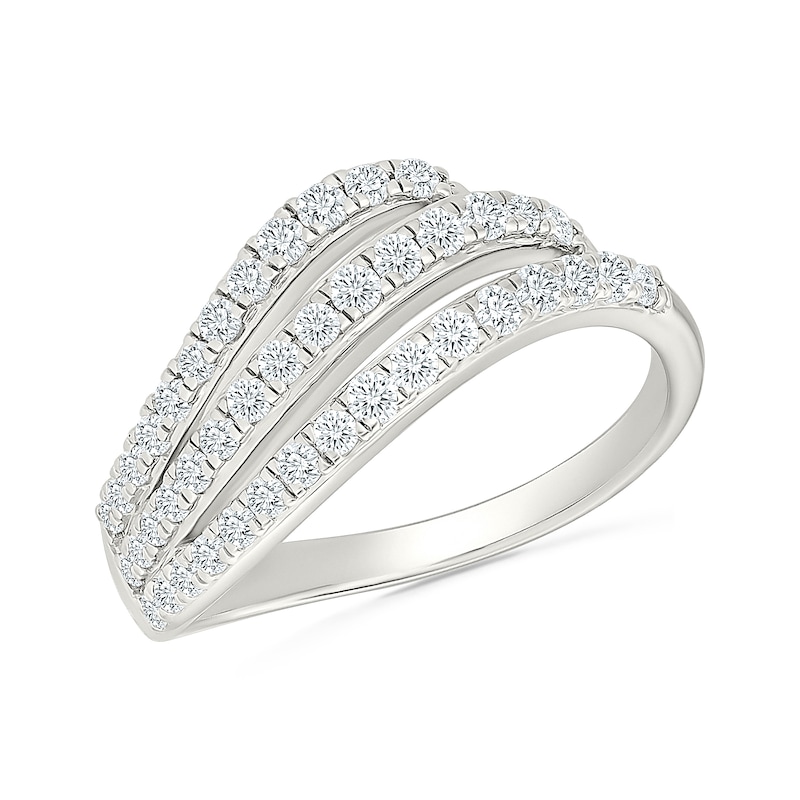 CT. T.W. Lab-Grown Diamond Three-Row Wave Ring Sterling Silver (I/SI2