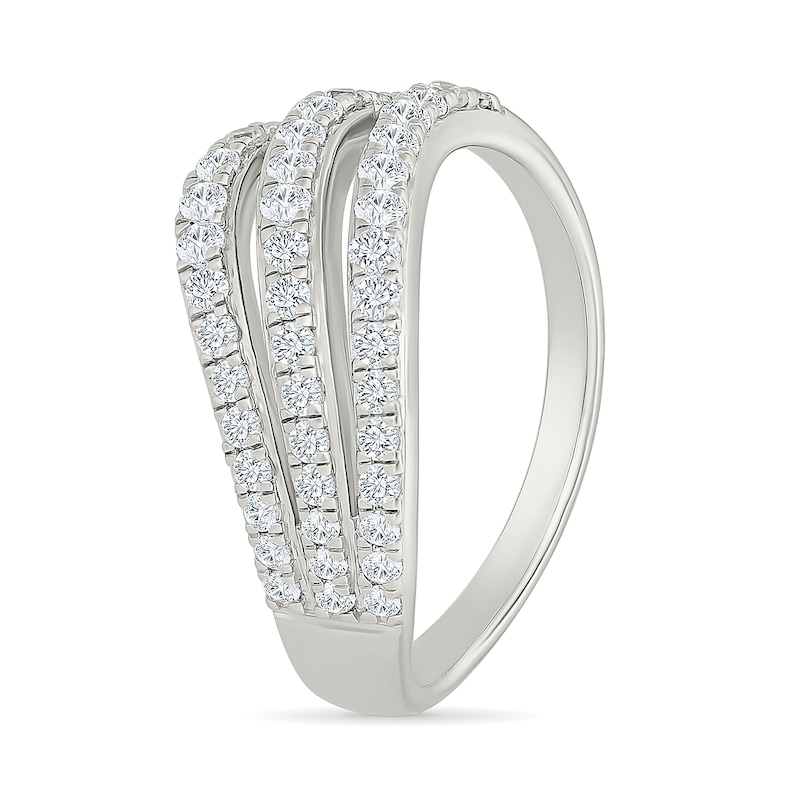 CT. T.W. Lab-Grown Diamond Three-Row Wave Ring Sterling Silver (I/SI2