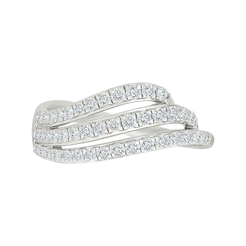 CT. T.W. Lab-Grown Diamond Three-Row Wave Ring Sterling Silver (I/SI2