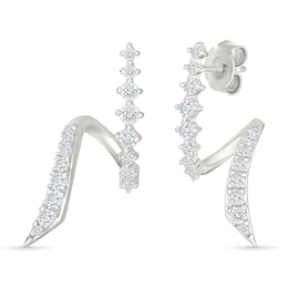 0.45 CT. T.W. Lab-Grown Diamond Swirl Drop Earrings in Sterling Silver (I/SI2)