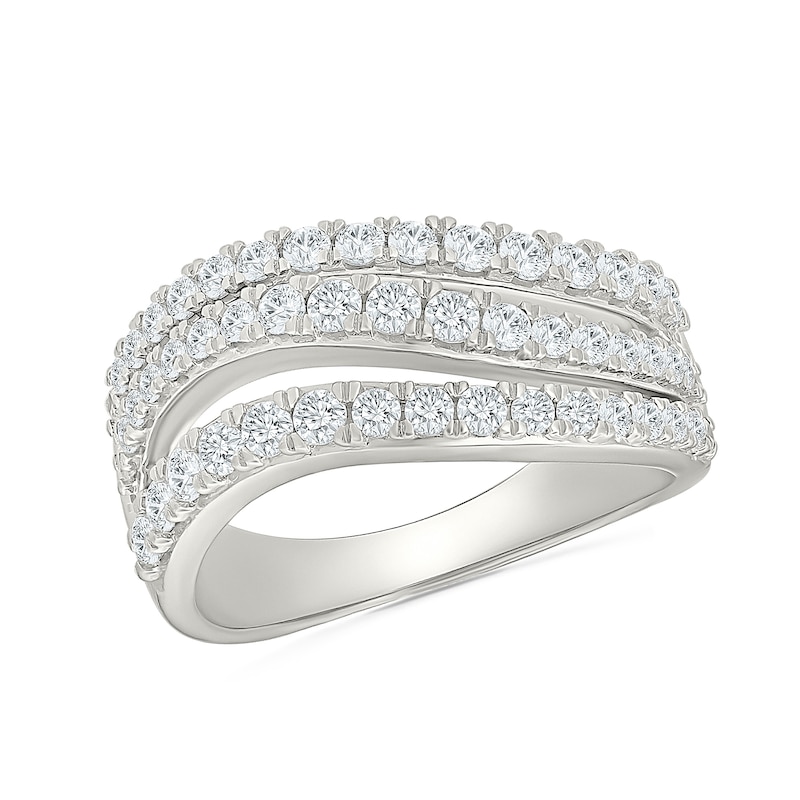 0.95 CT. T.W. Lab-Grown Diamond Three-Row Wave Ring Sterling Silver (I/SI2)