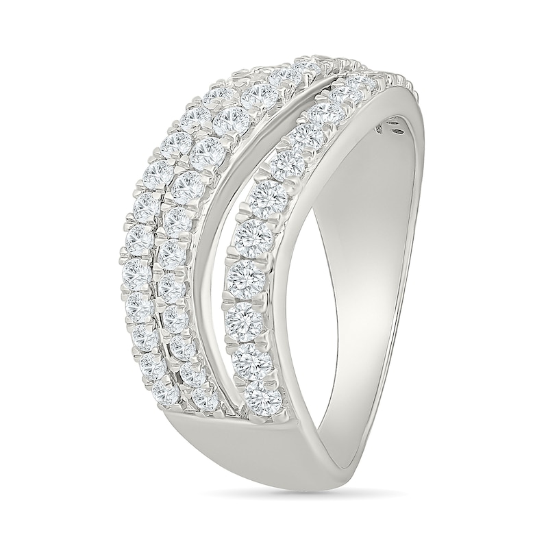 0.95 CT. T.W. Lab-Grown Diamond Three-Row Wave Ring Sterling Silver (I/SI2)