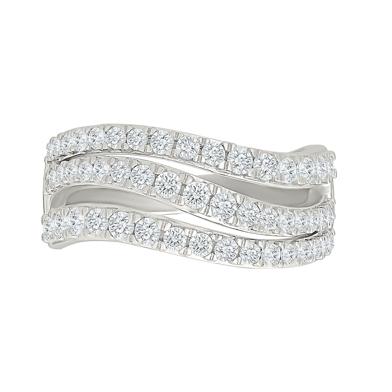 0.95 CT. T.W. Lab-Grown Diamond Three-Row Wave Ring Sterling Silver (I/SI2)