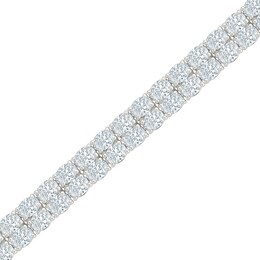 Oval White Lab-Created Sapphire Double-Row Bracelet in Sterling Silver - 7.25"