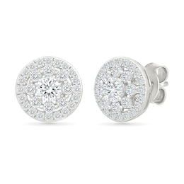 1.23 CT. T.W. Lab-Grown Diamond Double Frame Circle Stud Earrings in 10K White Gold (I/SI2)