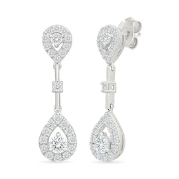 0.95 CT. T.W. Lab-Grown Diamond Double Teardrop Dangle Earrings in Sterling Silver (I/SI2)