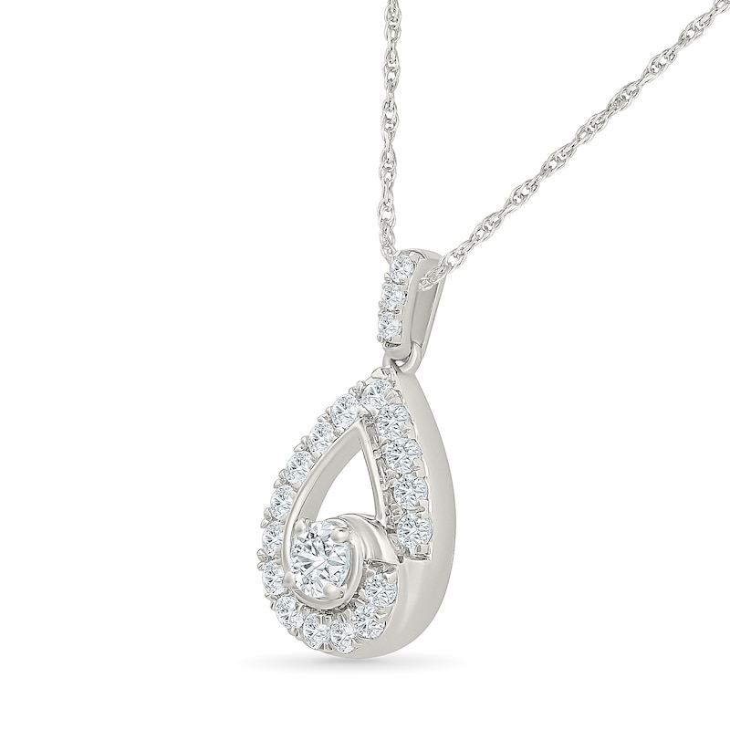 0.69 CT. T.W. Lab-Grown Diamond Teardrop Swirl Necklace in 10K White Gold (I/SI2) - 18"
