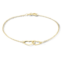 Interlocking Hearts Bracelet in 10K Gold - 7.25"