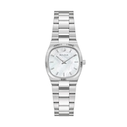 Ladies' Bulova Super Seville Mini Stainless Steel Watch with Mother-of-Pearl Dial (Model: 96L353)