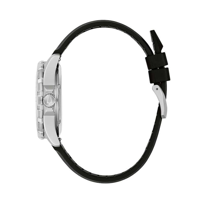 Main Image 2 of Men's Bulova Marine Star Stainless Steel Watch with Black Dial and Black Rubber Strap (Model: 98B465)