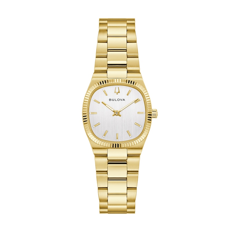 Ladies' Bulova Super Seville Mini Gold-Tone IP Stainless Steel Watch with Silver Dial (Model: 97L189)