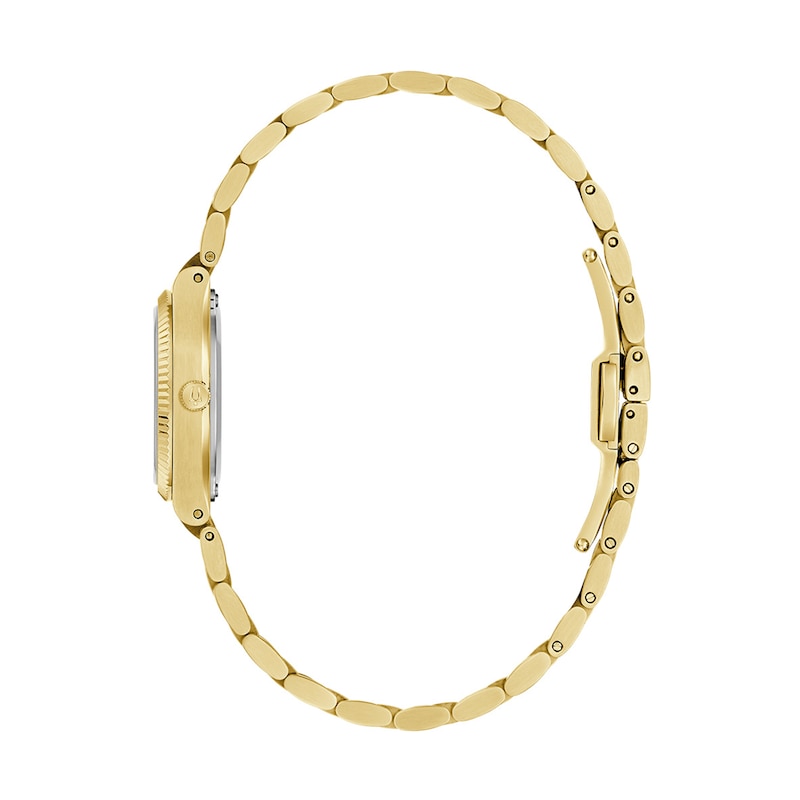 Ladies' Bulova Super Seville Mini Gold-Tone IP Stainless Steel Watch with Silver Dial (Model: 97L189)