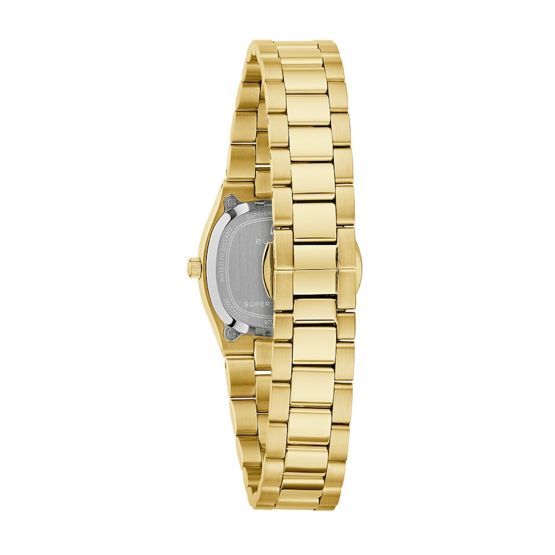 Ladies' Bulova Super Seville Mini Gold-Tone IP Stainless Steel Watch with Silver Dial (Model: 97L189)