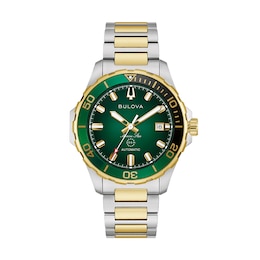 Men's Bulova Marine Star Series B Two-Tone IP Stainless Steel Watch with Green Dial (Model: 98B467)