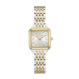 Ladies' Bulova Sutton Two-Tone IP Stainless Steel Watch with Silver Dial (Model: 98L330)